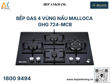 Bếp Gas Âm 4 Vùng Nấu GHG 724-MCB - Kiềng: Gang tráng men